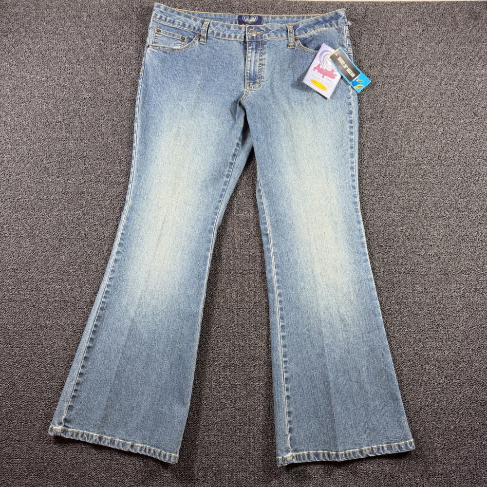 VTG Angels Authentic Jeanswear Blue Flare Leg Women 17 Short NWT Y2K Deadstock
